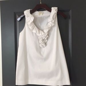 Kate Spade breezy white ruffled sleeveless blouse